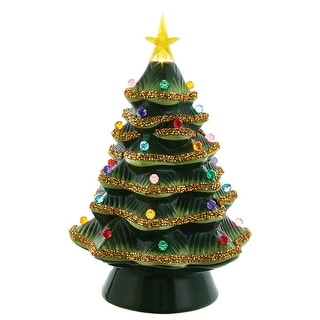 Light Up Gold Glittered Christmas Tree Tabletop Decoration - 12" - Bed ...